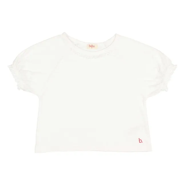 Camiseta de encaje de algodón ecológico | Blanco