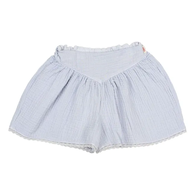 Cotton Gauze Ruffle Shorts | Pale blue