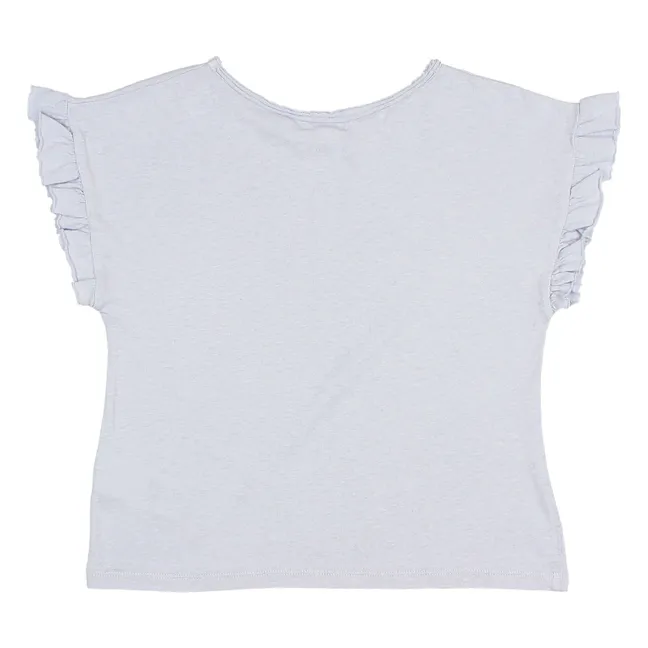 T-shirt Volants Lin | Bleu pâle