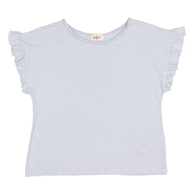T-shirt Volants Lin | Bleu pâle