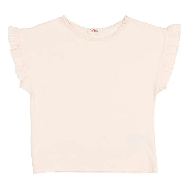 Camiseta de lino con volantes | Rosa Pálido