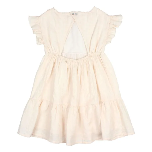Lurex Cotton Voile Open Back Dress | Pale Pink