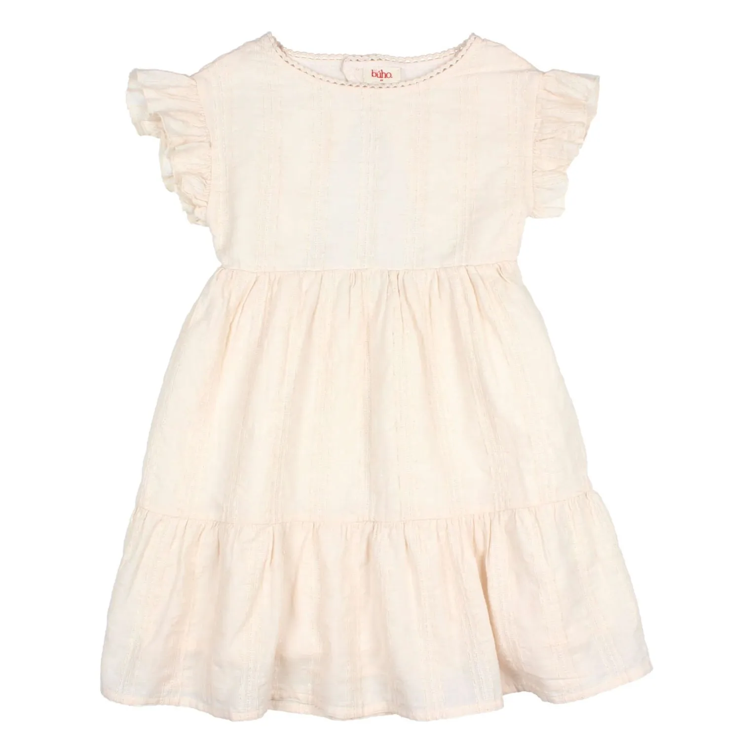 Búho Pale Pink Lurex Cotton Voile Open Back Dress