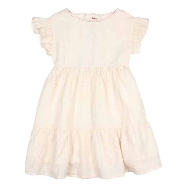 Lurex Cotton Voile Open Back Dress | Pale Pink
