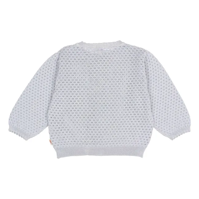 Cardigan Manches 3/4 Pointelle Coton Bio | Bleu pâle