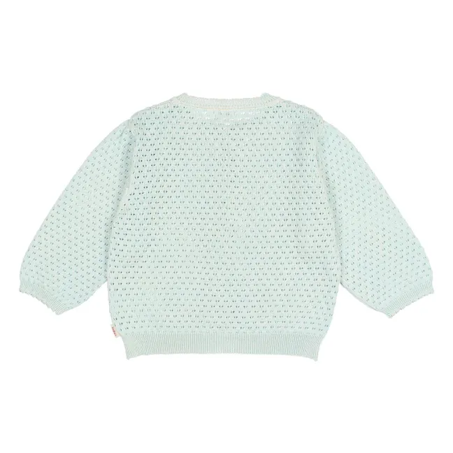 3/4 Sleeve Pointelle Organic Cotton Cardigan | Mint Green
