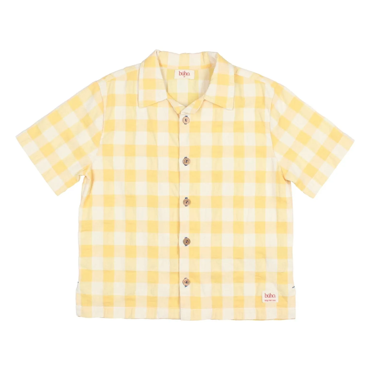 Búho Yellow Gingham Seersucker Organic Cotton Shirt