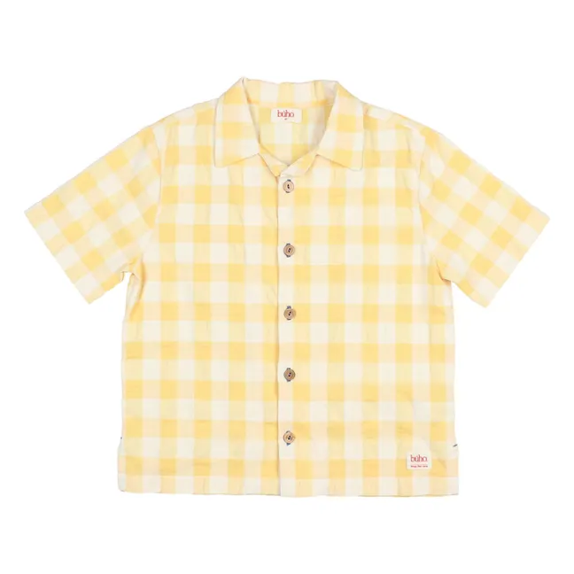 Camisa de algodón orgánico Gingham Seersucker | Amarillo