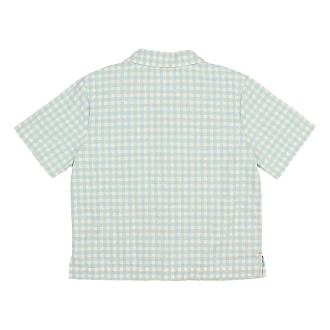 Gingham Seersucker Organic Cotton Shirt | Aqua