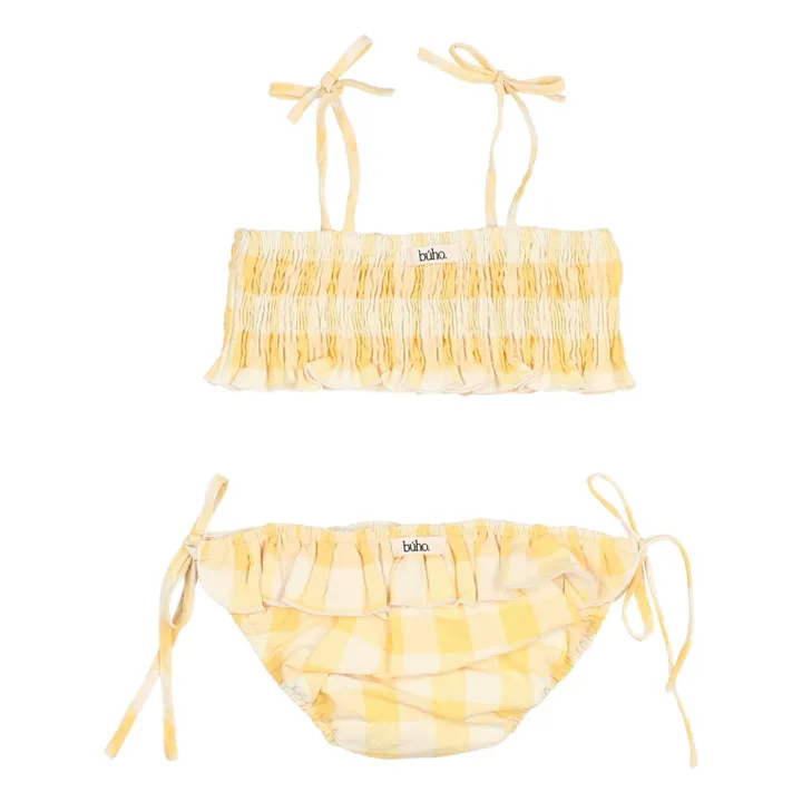 Vichy Seersucker Organic Cotton Swimsuit | Yellow- Product image n°3