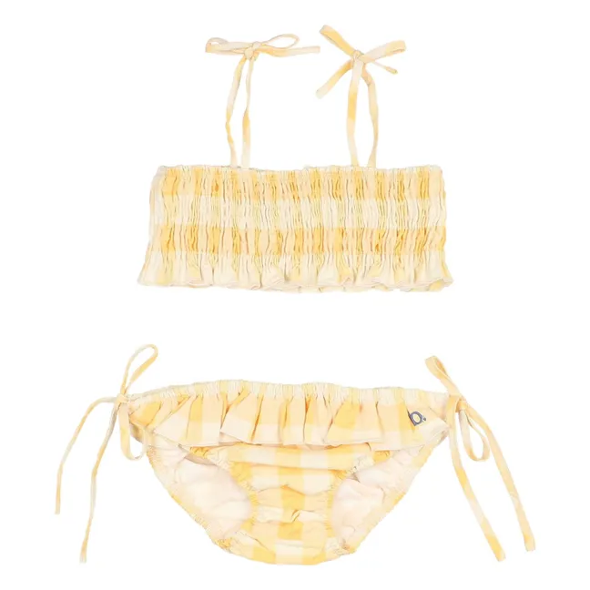 Bañador Vichy Seersucker Algodón Ecológico | Amarillo