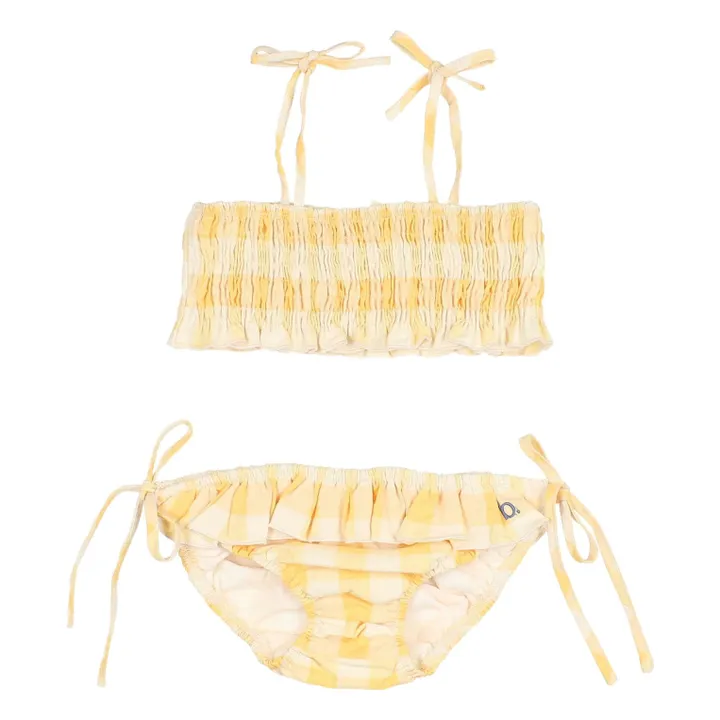 Vichy Seersucker Organic Cotton Swimsuit | Yellow- Product image n°0