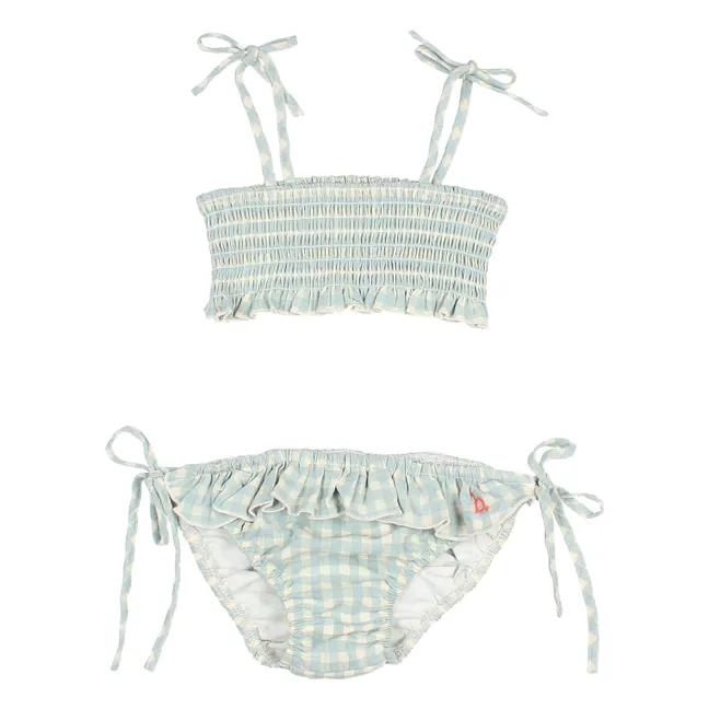 Maillot de Bain Vichy Seersucker Coton Bio | Aqua