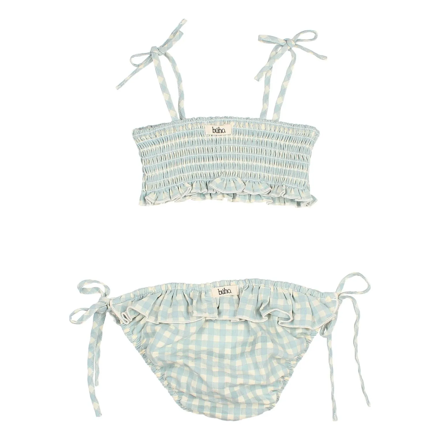 Maillot de Bain Vichy Seersucker Coton Bio | Aqua- Image produit n°1