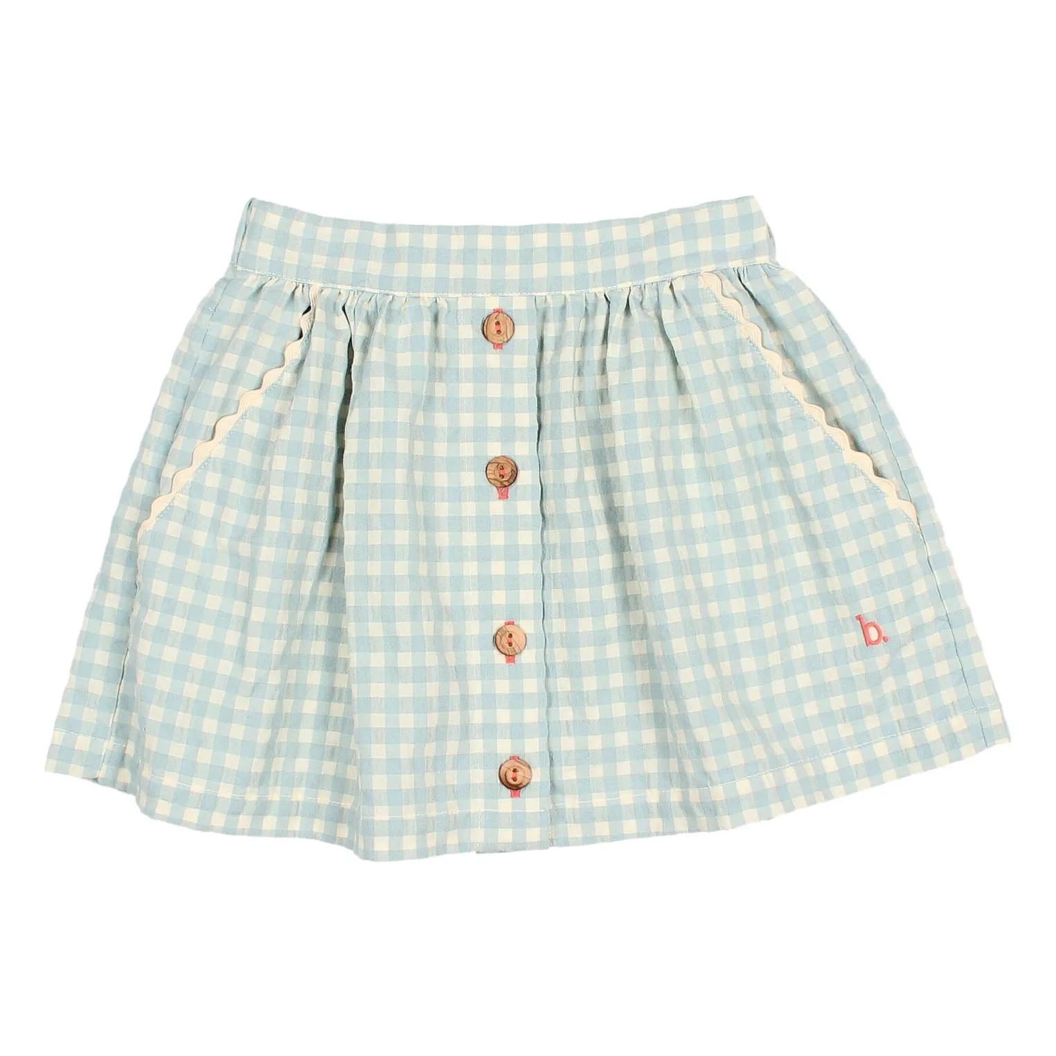 Búho Aqua Gingham Seersucker Skirt
