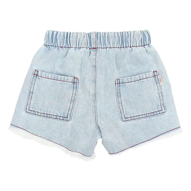 Short Denim Délavé Effiloché | Bleu Clair