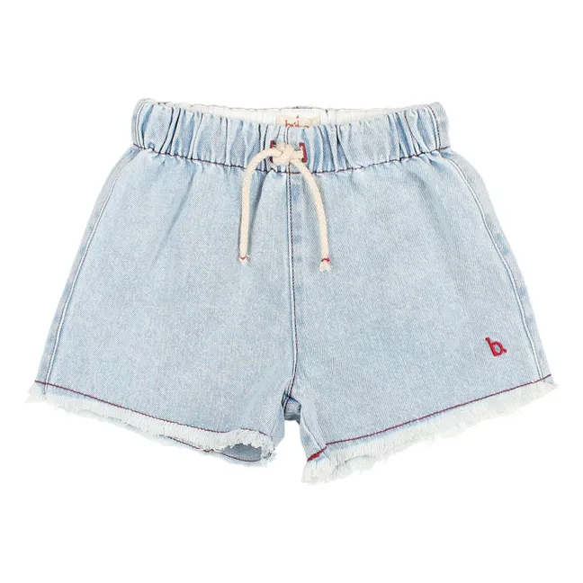 Short Denim Délavé Effiloché | Bleu Clair