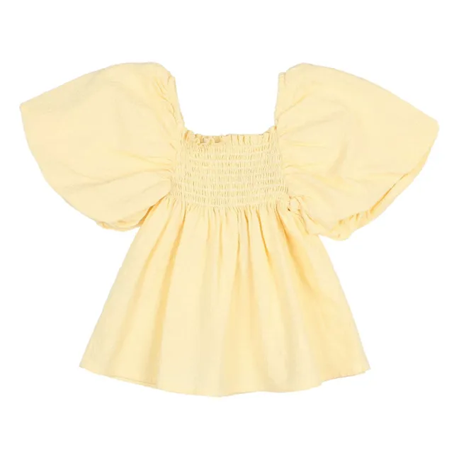 Blouse Manches Bouffantes Coton Bio | Jaune