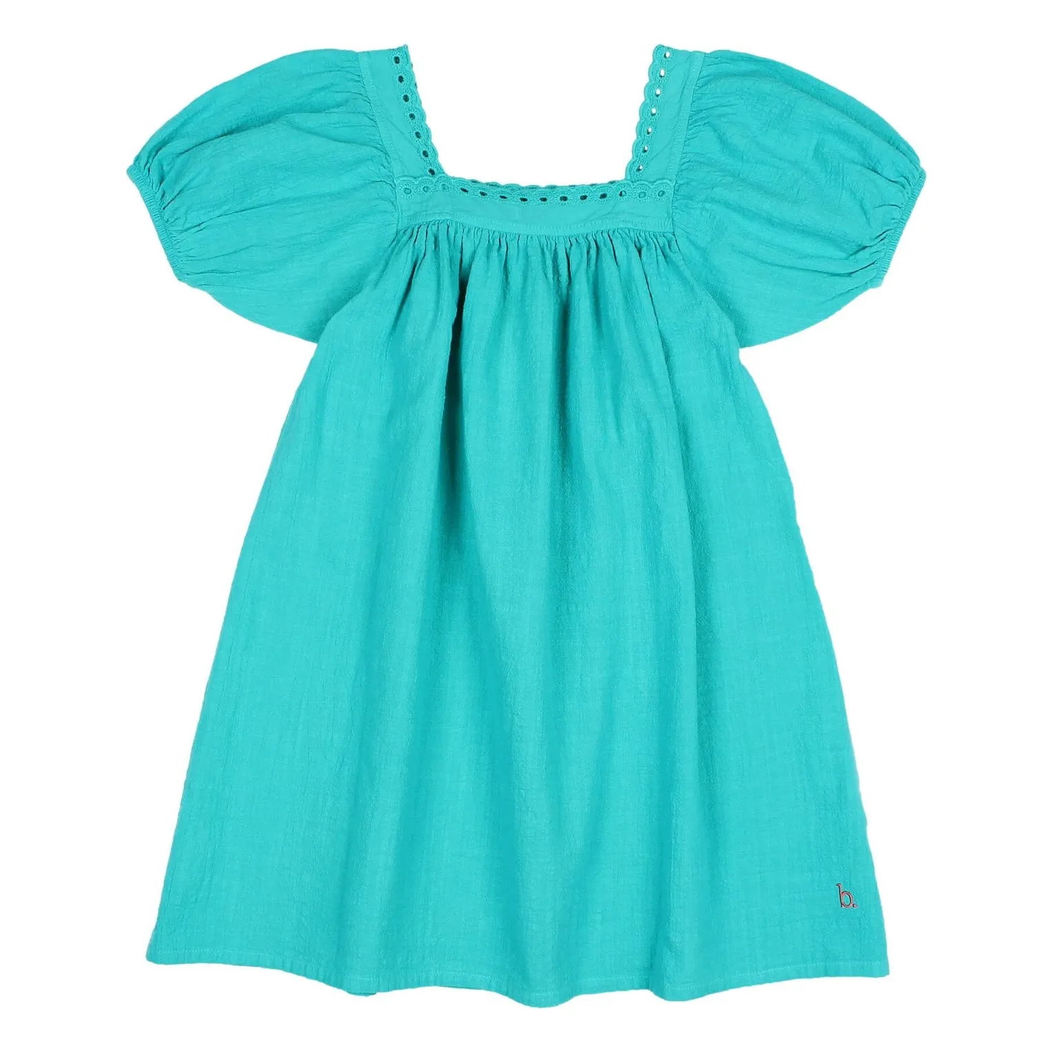 Búho Turquoise Organic Cotton Lace Dress