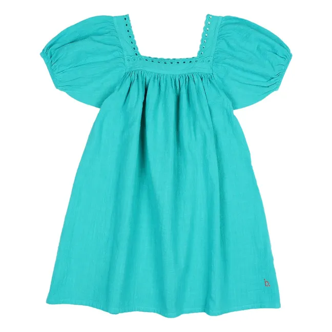 Vestido de encaje de algodón orgánico | Azul Turquesa