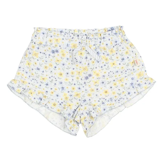 Short Fleuri Seersucker | Bleu pâle