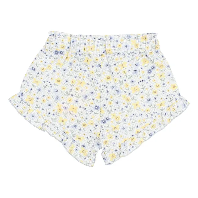 Short Fleuri Seersucker | Bleu pâle