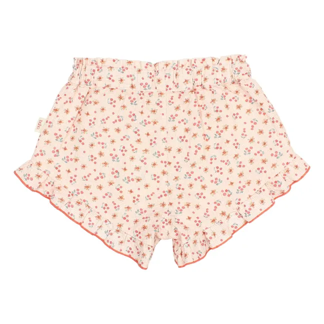Seersucker floral shorts | Peach