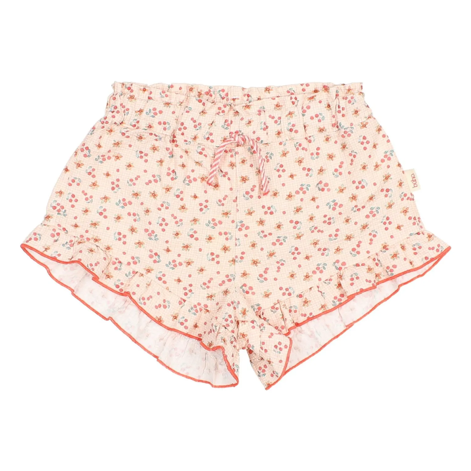 Búho Peach Seersucker Floral Shorts