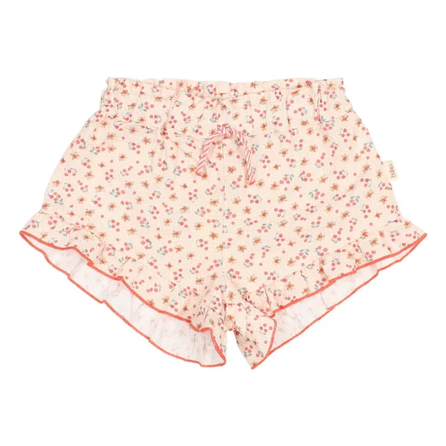 Seersucker floral shorts | Peach