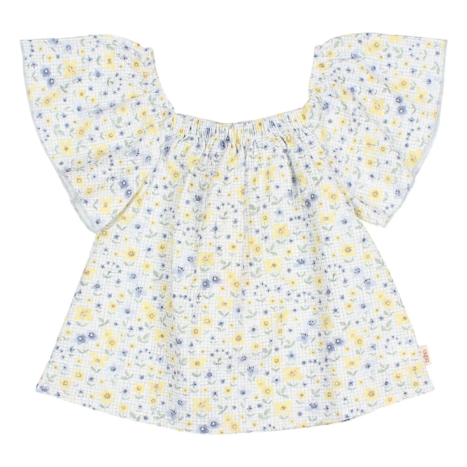 Búho Pale Blue Seersucker Floral Blouse
