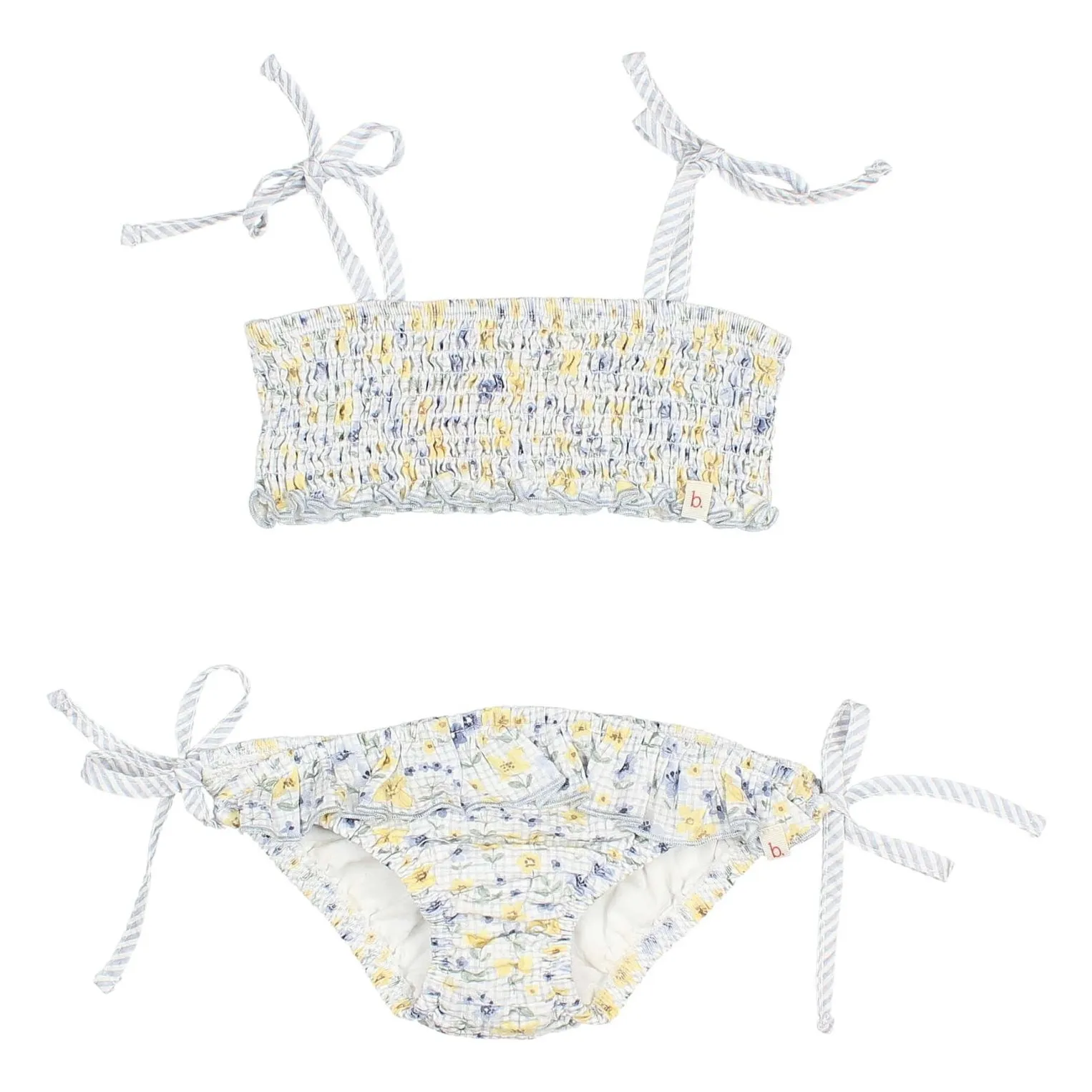 Búho Pale Blue Seersucker Floral Swimsuit
