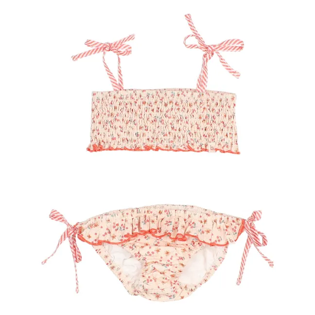 Bañador Seersucker Floral | Rosa Melocotón