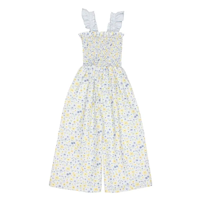 Combinaison Fleurie Seersucker | Bleu pâle
