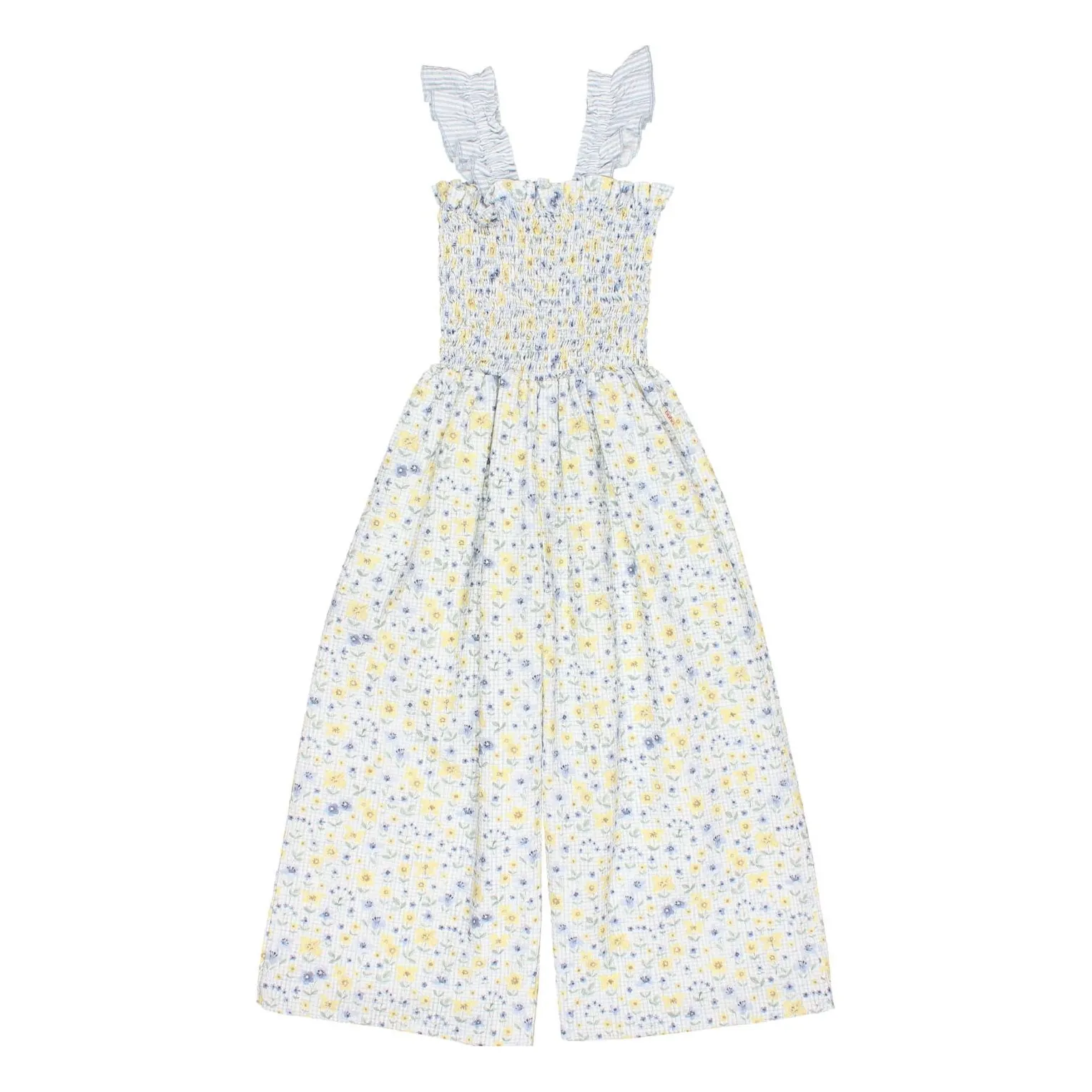 Búho - Combinaison Fille Coton Seersucker Bleu Pâle 2 ans