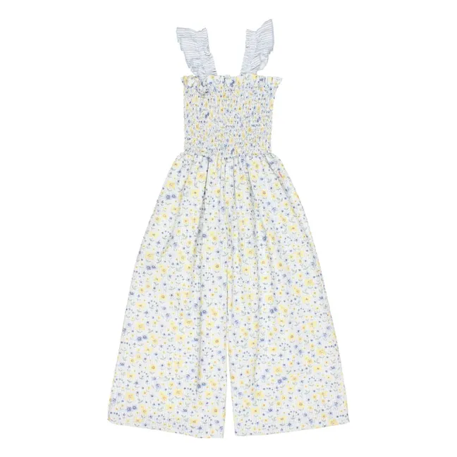 Seersucker floral jumpsuit | Pale blue