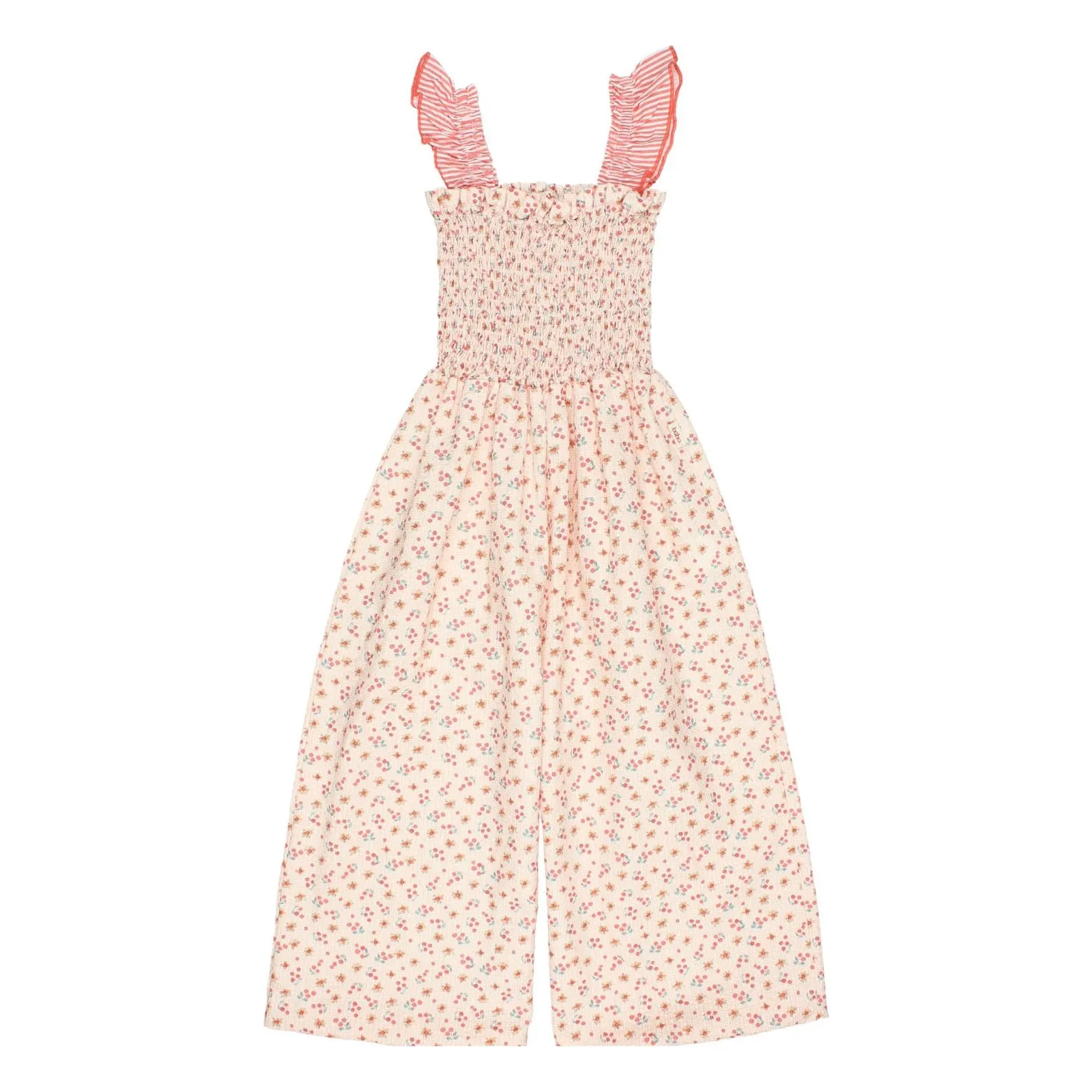 Búho Peach Seersucker Floral Jumpsuit
