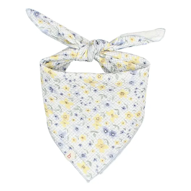 Seersucker Flowered Bandana | Pale blue