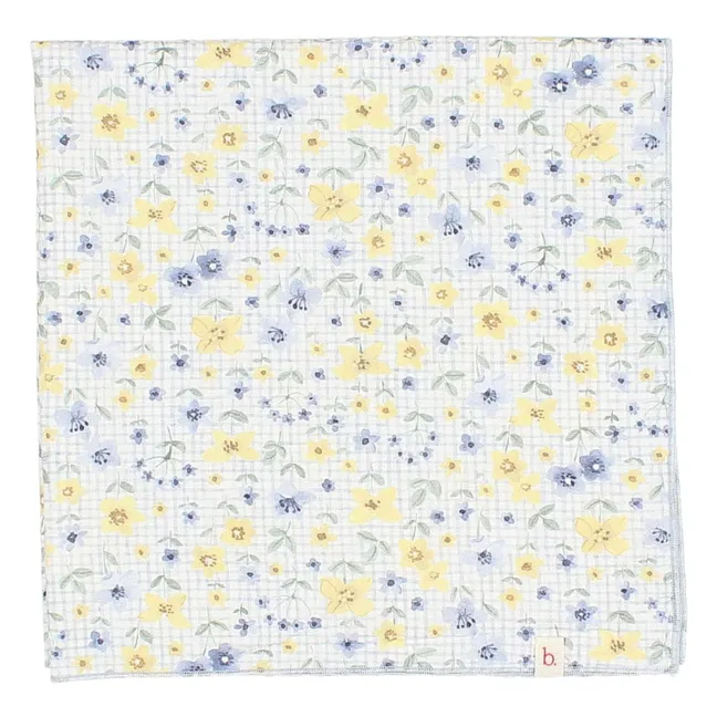 Seersucker Flowered Bandana | Pale blue