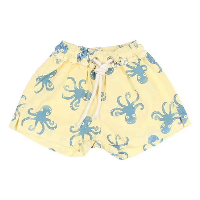 Short de Bain Pieuvres Coton Bio | Jaune