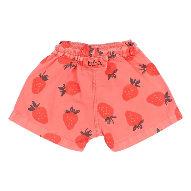 Short de Bain Fraises Coton Bio Bébé | Rouge délavé