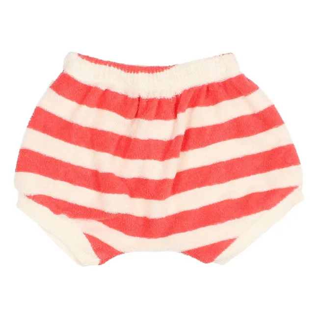 Pantaloncini a righe in spugna di cotone biologico | Rosso