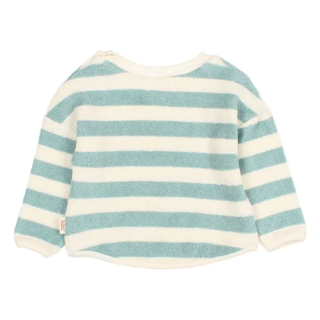 Sweat Rayé Eponge Coton Bio Bébé | Vert d'eau
