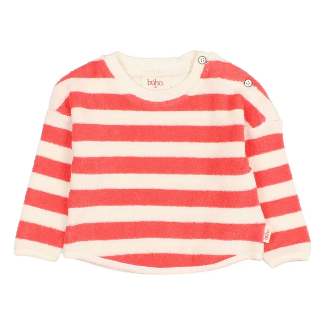 Striped organic cotton baby sweatshirt | Red