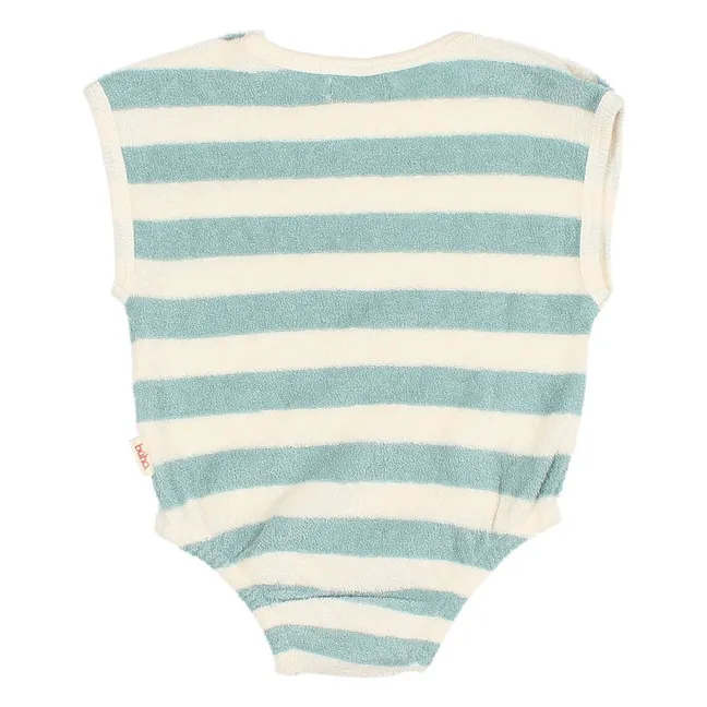 Body Rayé Eponge Coton Bio | Vert d'eau