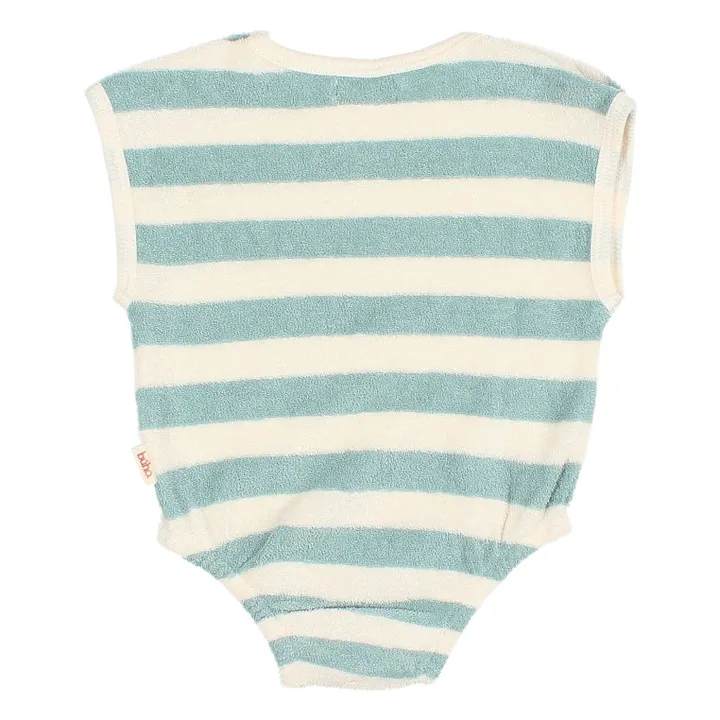 Body a rayas de rizo de algodón ecológico | Verde agua- Imagen del producto n°4