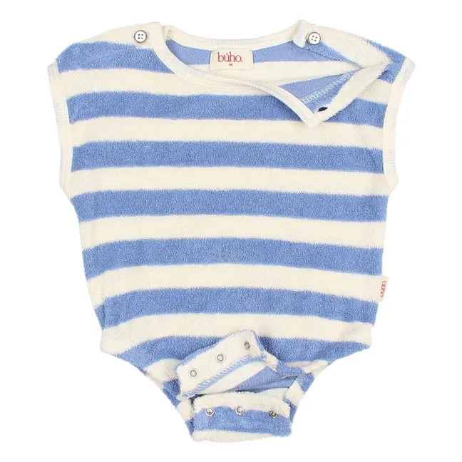 Body Rayé Eponge Coton Bio | Bleu ciel