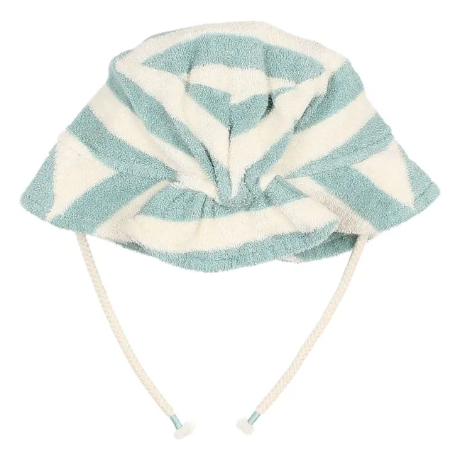 Chapeau Rayé Eponge Coton Bio | Vert d'eau