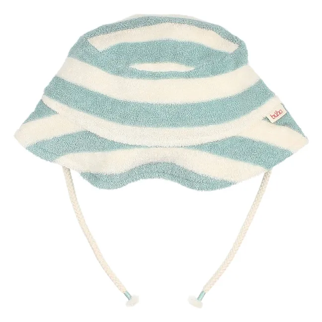 Organic cotton terry striped hat | Green water