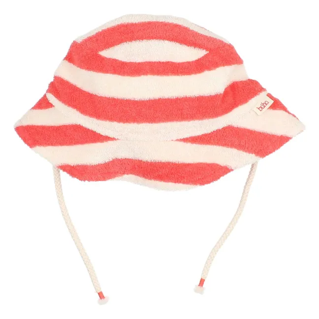 Organic cotton terry striped hat | Red