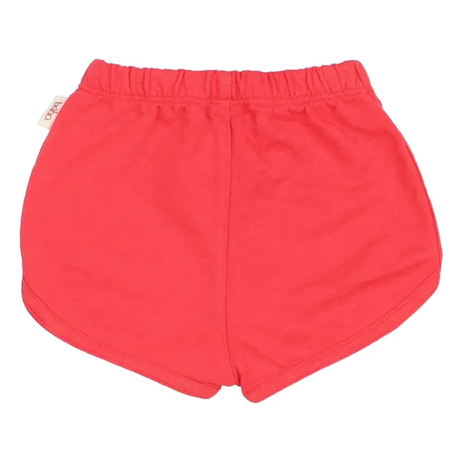 Organic cotton fleece baby shorts | Red